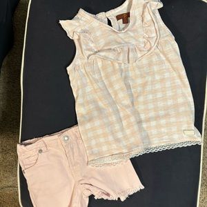 Light pink Matching Jean short tank set